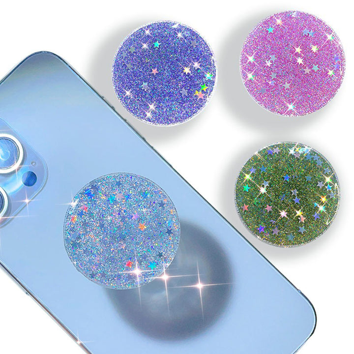 Holographic Glitter Collapsible Phone Grip And Stand