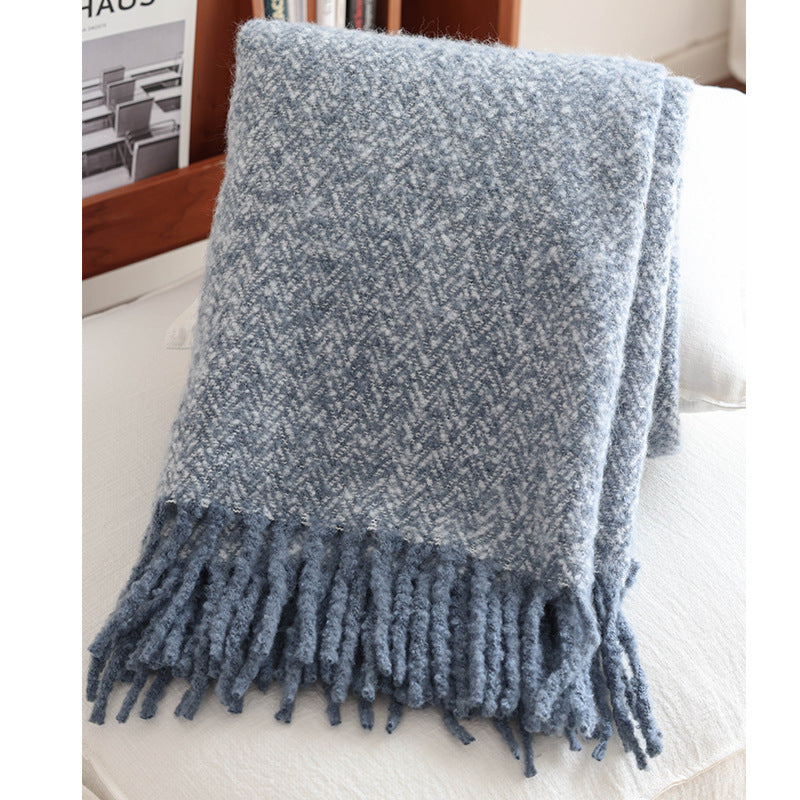 Textured Fringe Throw Blanket