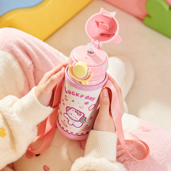 Women's insulated bottle with practical carrying device and playful design Bowlift