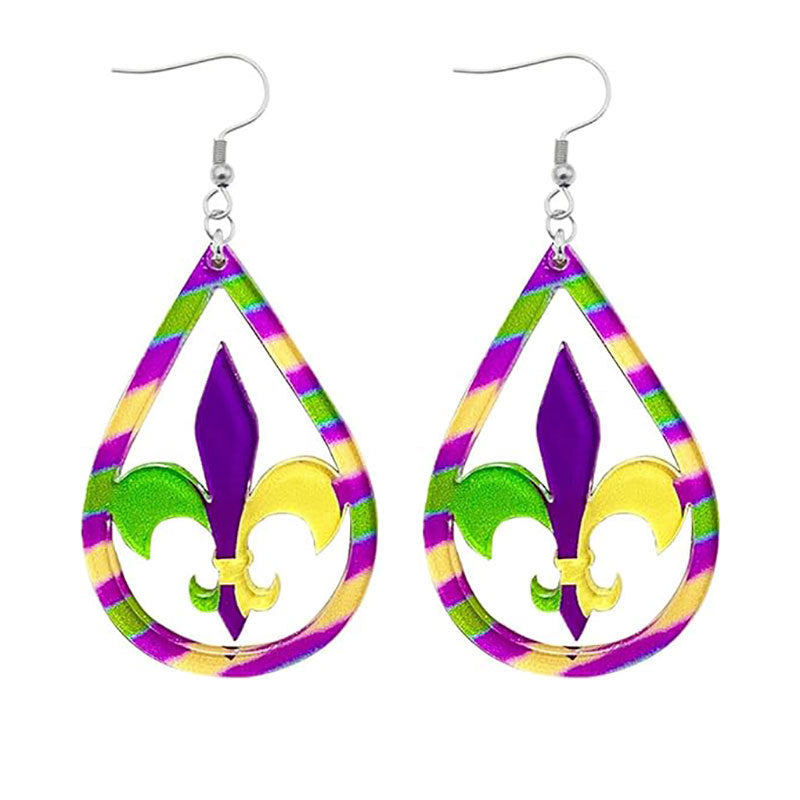 Festive Mardi Gras Mask Earrings Bowlift
