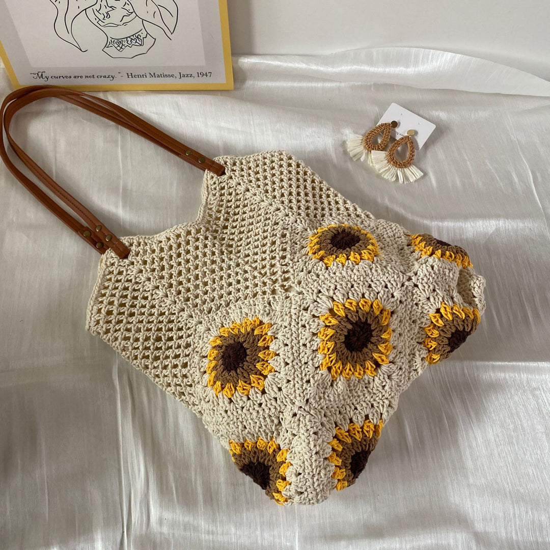 Handcrafted Macrame Bag with Unique Sunflower Pattern Bowlift