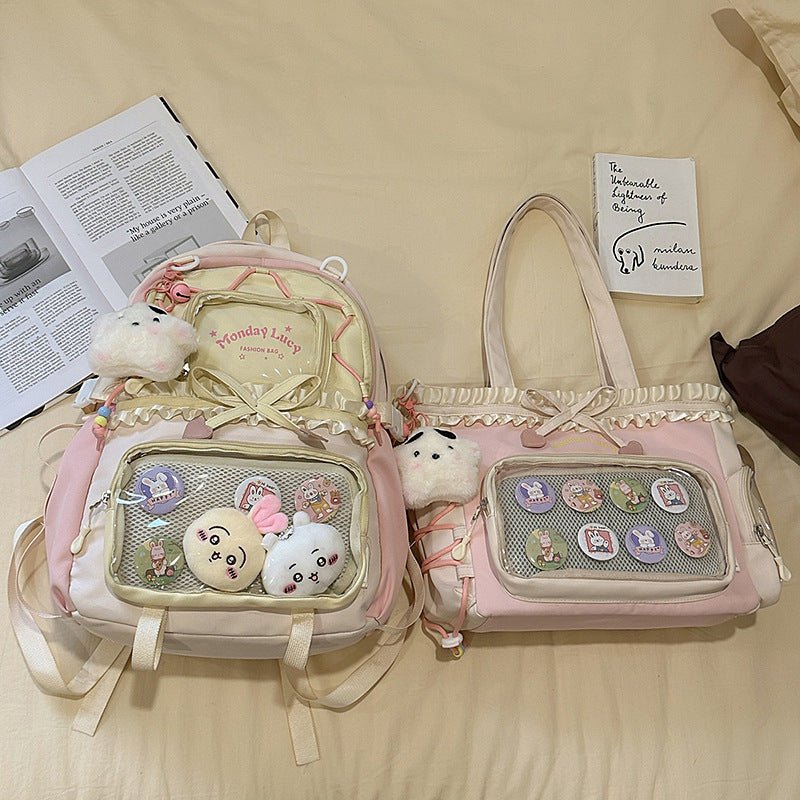Fashionable leisure backpack with creative details and versatile compartments Bowlift