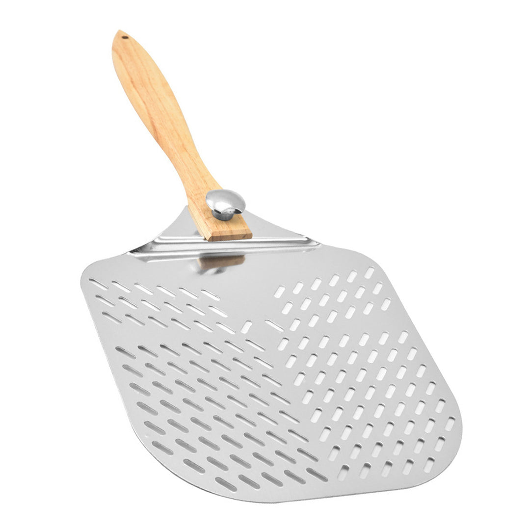 large stainless steel pizza peel with wooden handle Bowlift