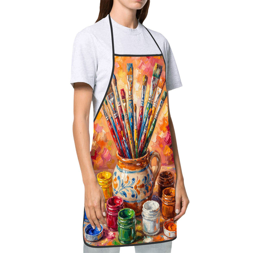 Dog Lover Full-Coverage Kitchen Apron With Adjustable Neck Strap And Waterproof Polyester Shell