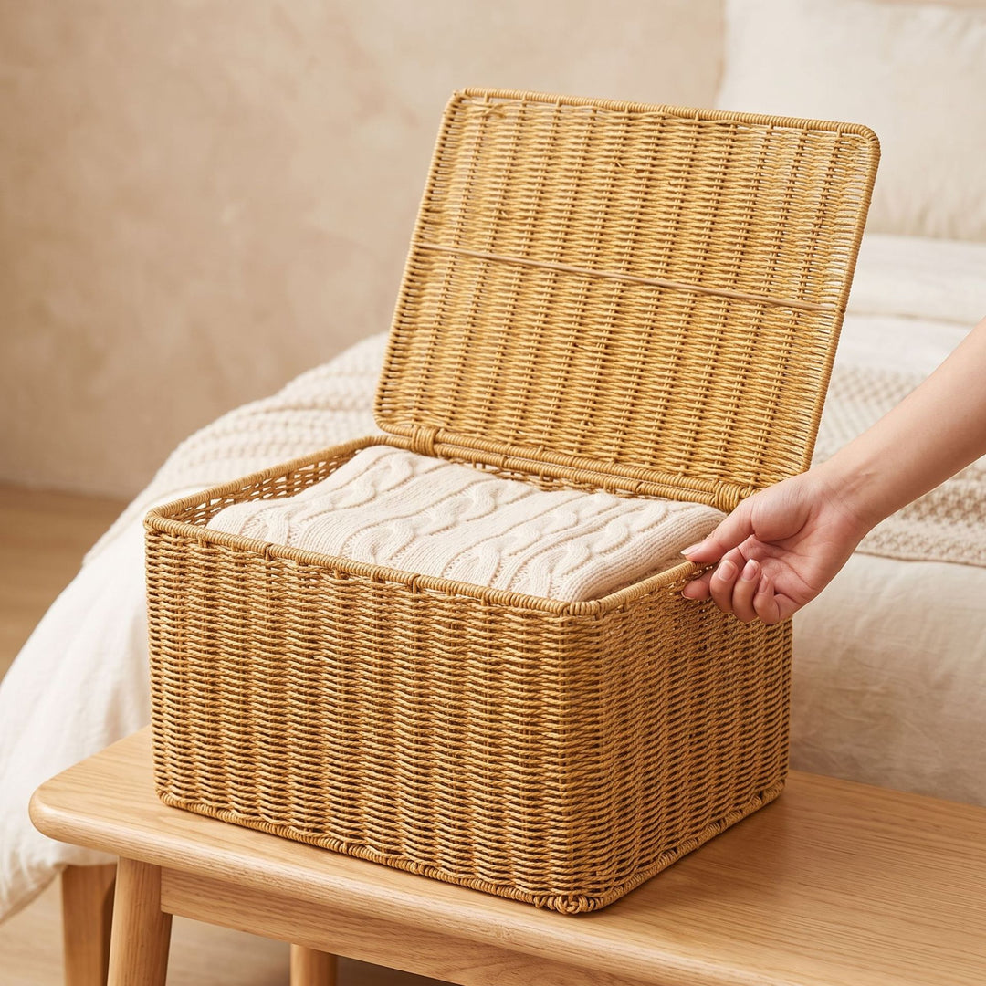Woven Storage Chest with Lid Bowlift