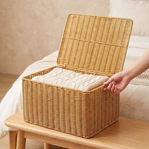 Woven Storage Chest with Lid Bowlift