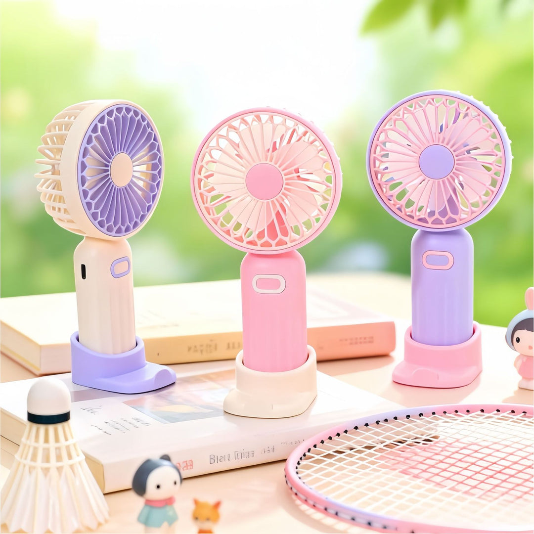 Women's portable mini hand fan with USB connection and flexible tilt Bowlift
