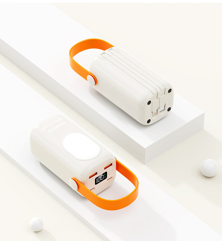 Portable power bank with integrated carrying handle and digital charging indicator Bowlift