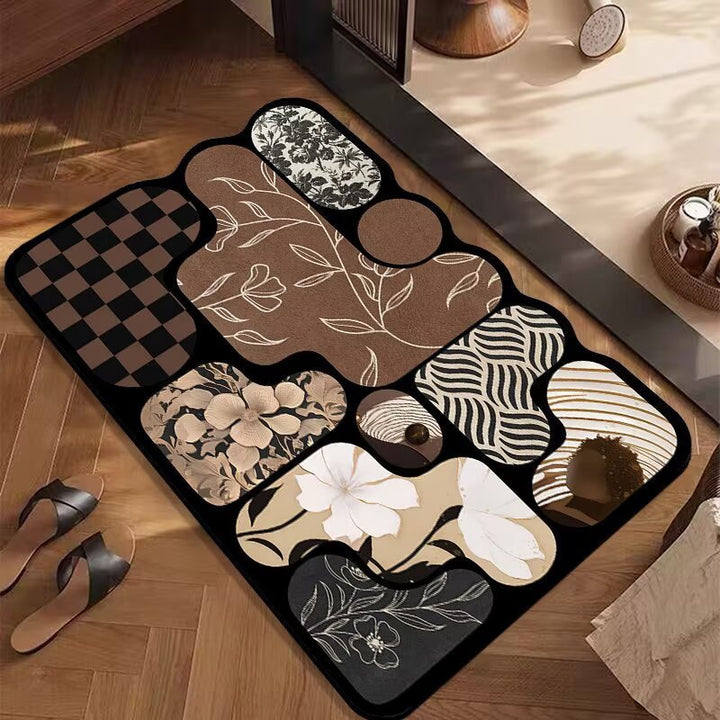 Artistic Floral Patterned Area Rug Bowlift
