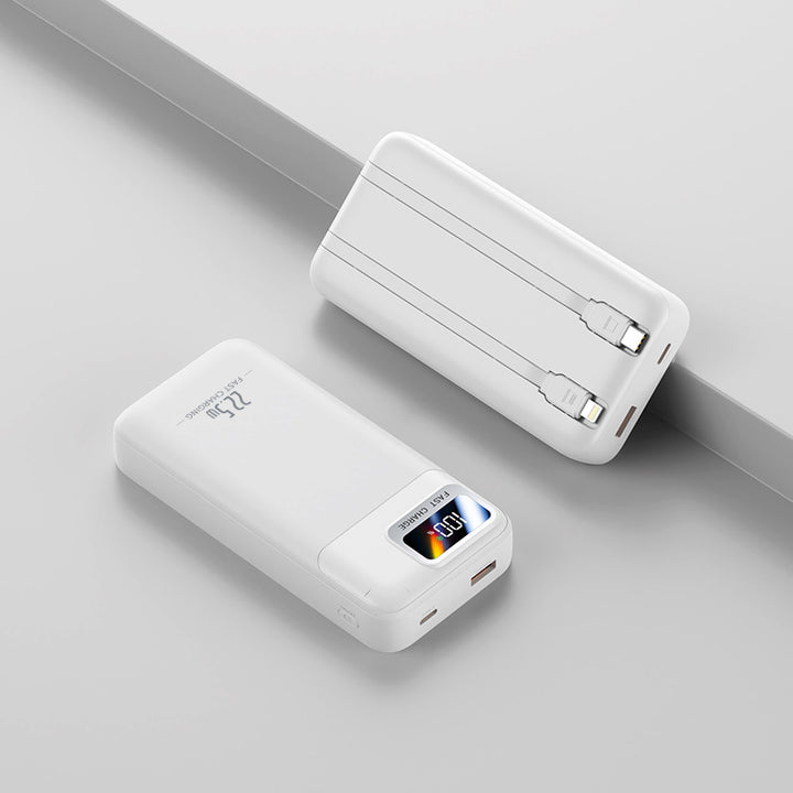 Portable power bank with intelligent cable management and digital display Bowlift