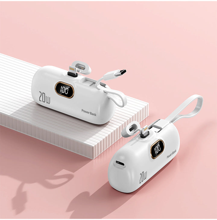Power bank with integrated charging cable Bowlift