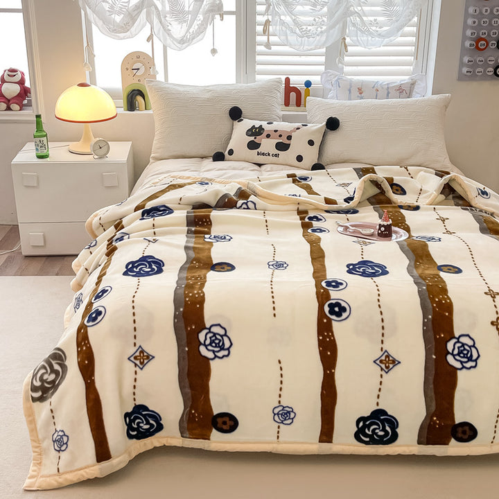 Floral Patterned Fleece Throw Blanket Bowlift