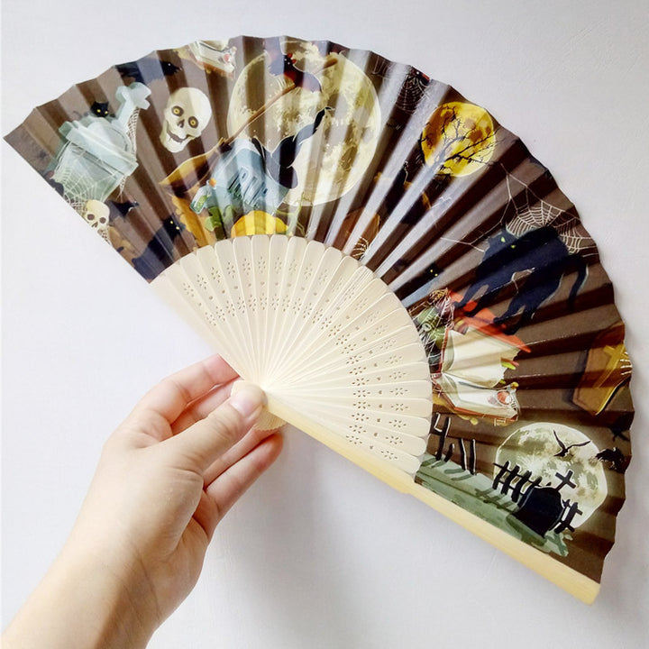 Women decorative fan with Halloween motifs Bowlift