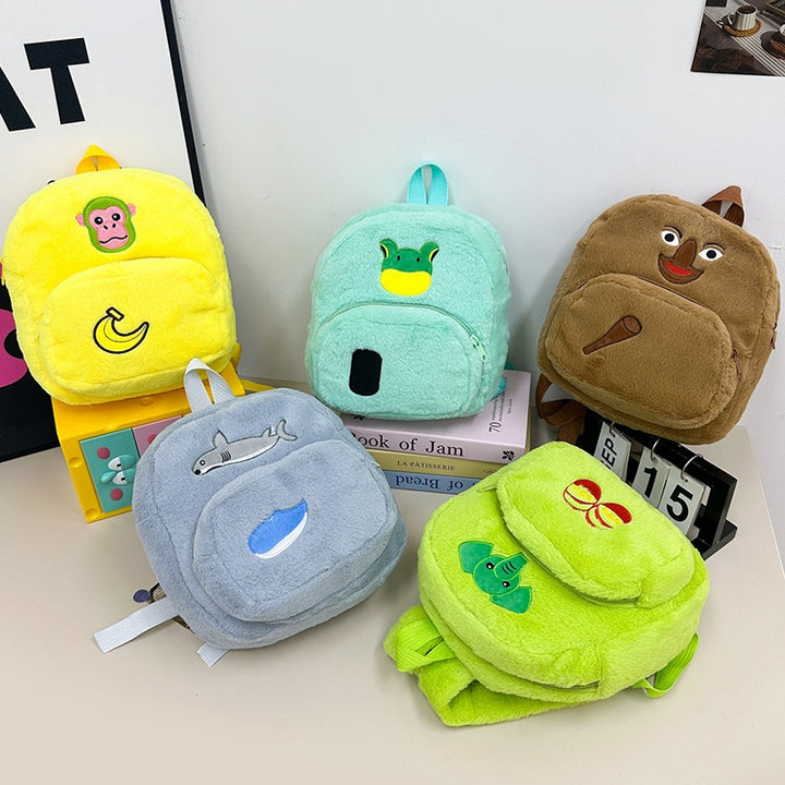 Plush children's backpack with cute monkey design Bowlift