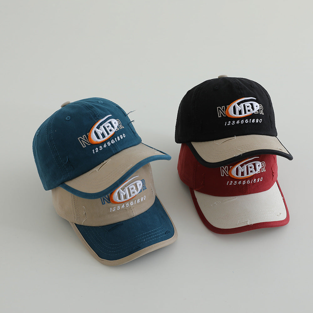 Men's Distressed Cotton Logo Baseball Cap Bowlift
