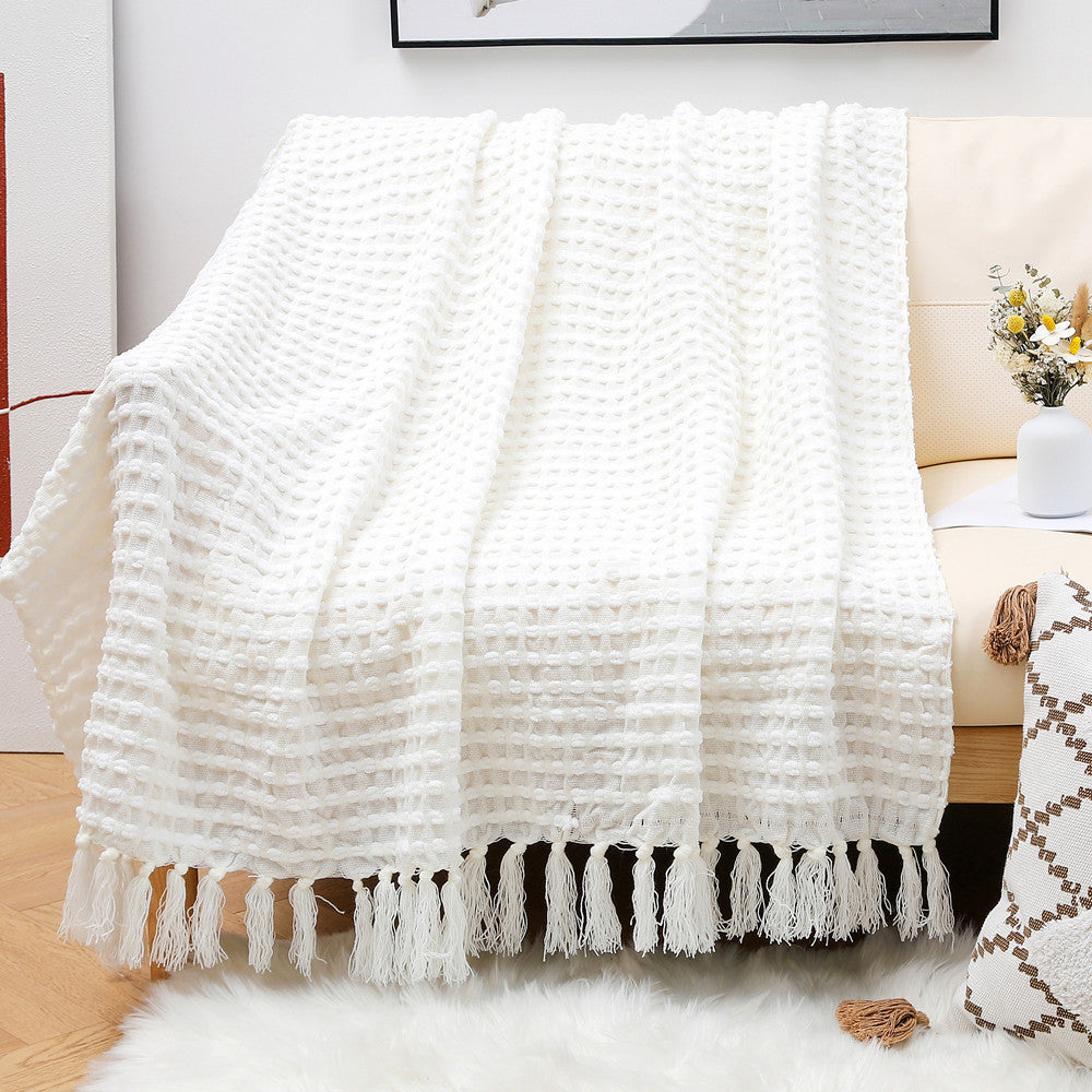 Textured Cotton Throw Blanket Bowlift