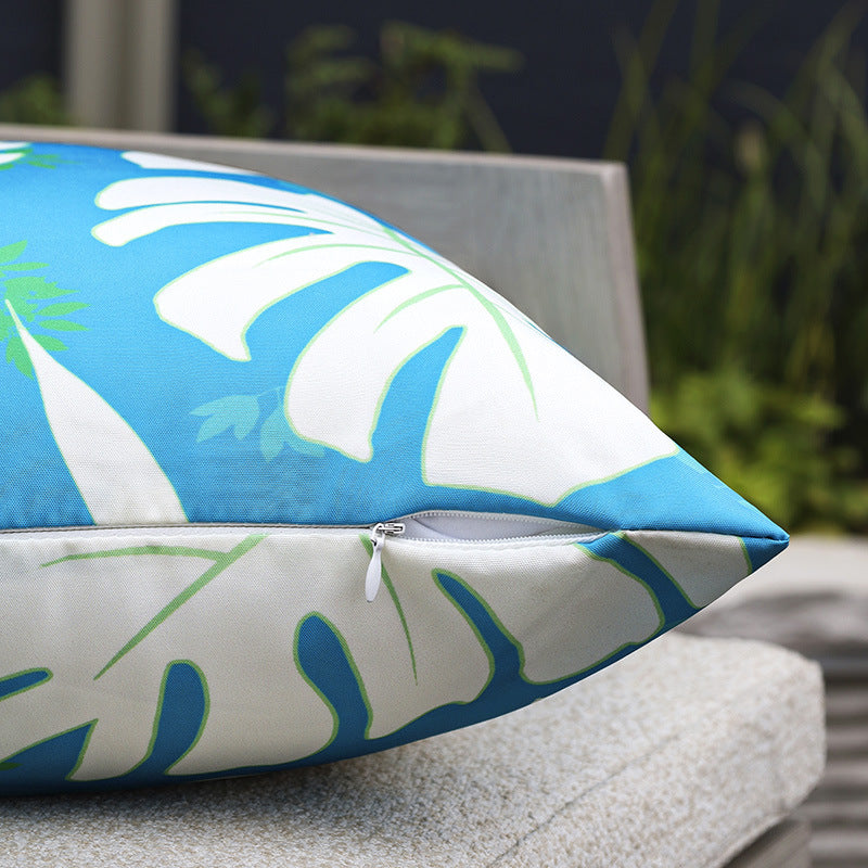 Square garden cushion cover with UV-resistant outdoor polyester, tropical leaf jacquard and concealed zipper Bowlift