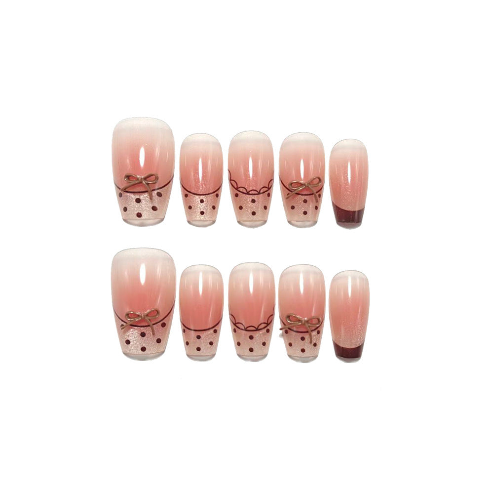 Acrylic Nail Set with Elegant Bow Design Bowlift