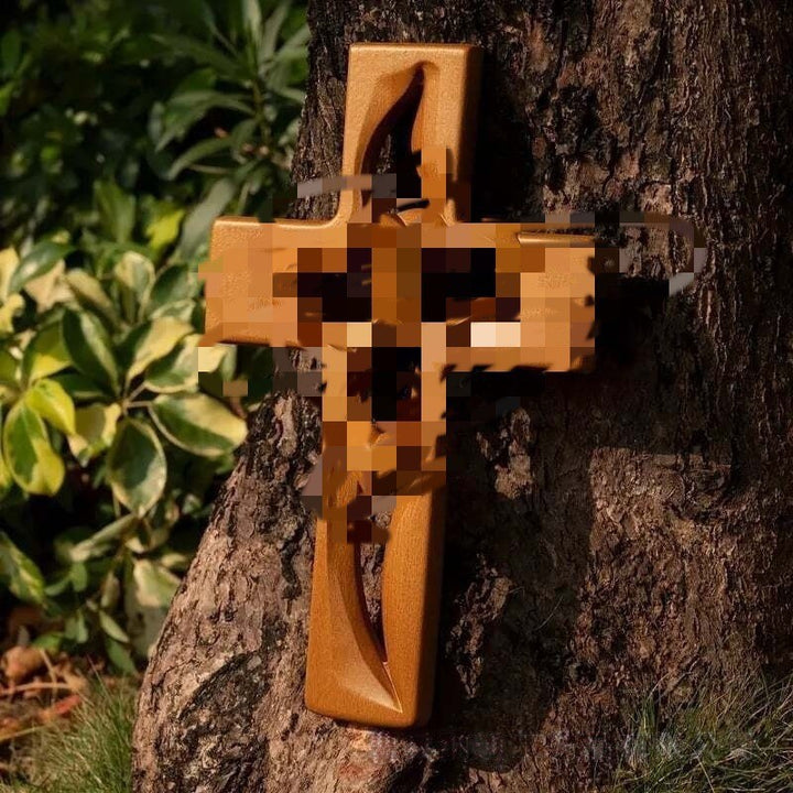 Wooden Heart-Embellished Cross Decoration Bowlift