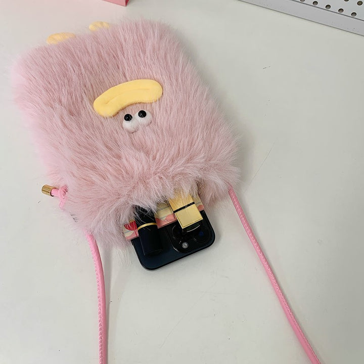 Plush shoulder bag with unique character design Bowlift