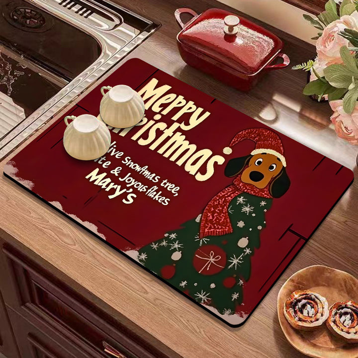 Festive Winter-Themed Kitchen Counter Mat Bowlift