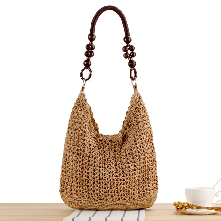 Fashionable shoulder bag with unique wooden handles Bowlift