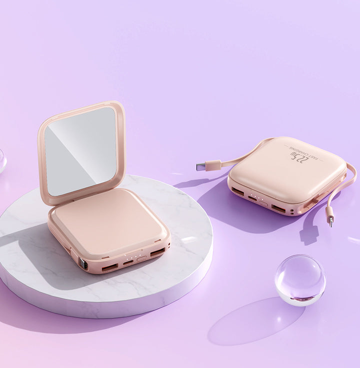 Portable cosmetic power bank with integrated mirror Bowlift