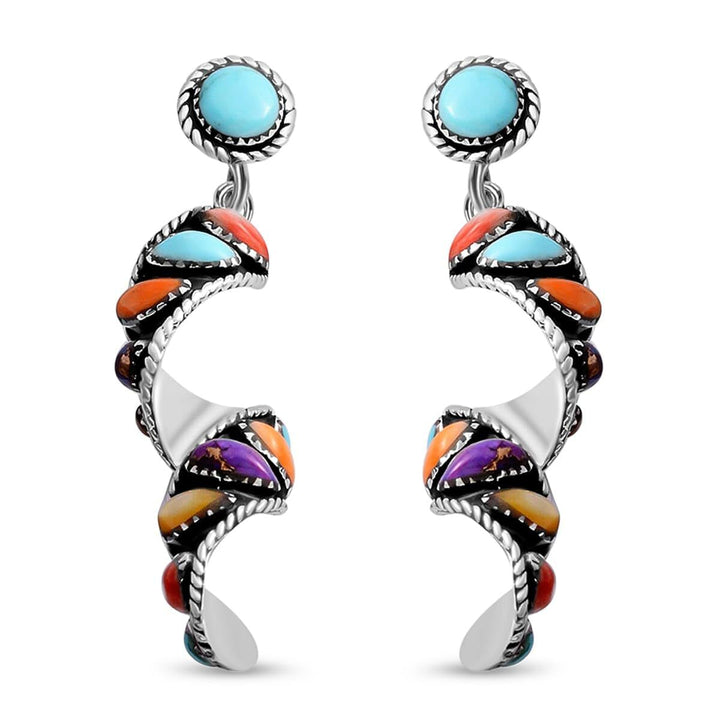 Turquoise-Embellished Statet Drop Earrings Bowlift