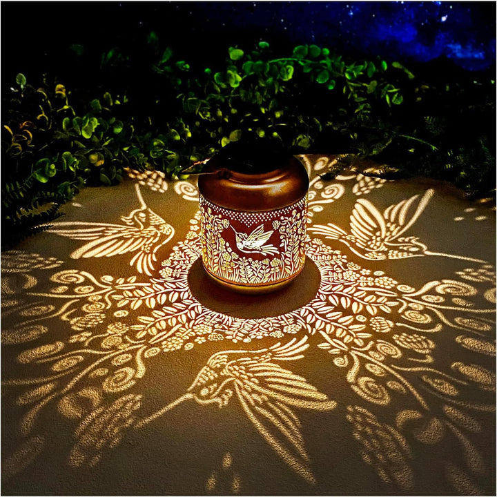 Intricate Metal Shadow Projection Table Lamp With Rechargeable LED Bowlift