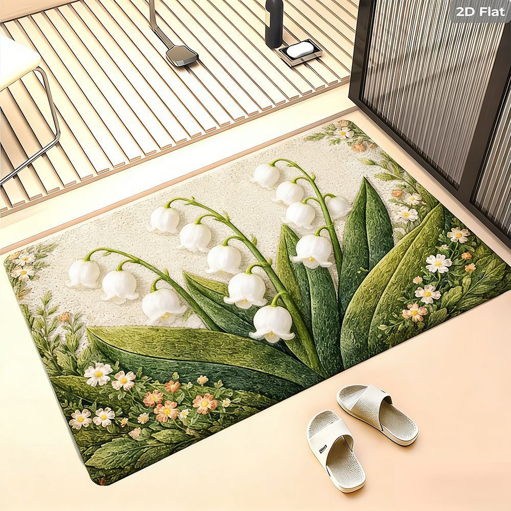 Floral Design Bath Mat Bowlift