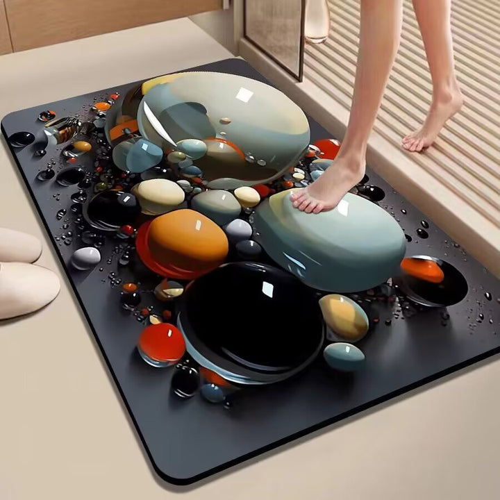 Colorful Pebble-Themed Floor Mat Bowlift