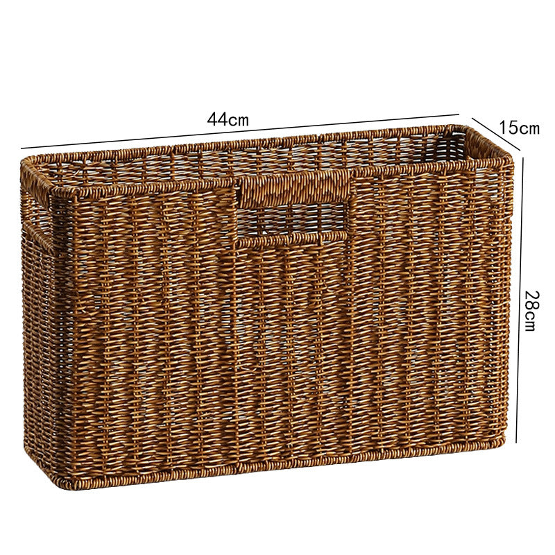Rectangular Woven Storage Basket with Cut-Out Handles Bowlift