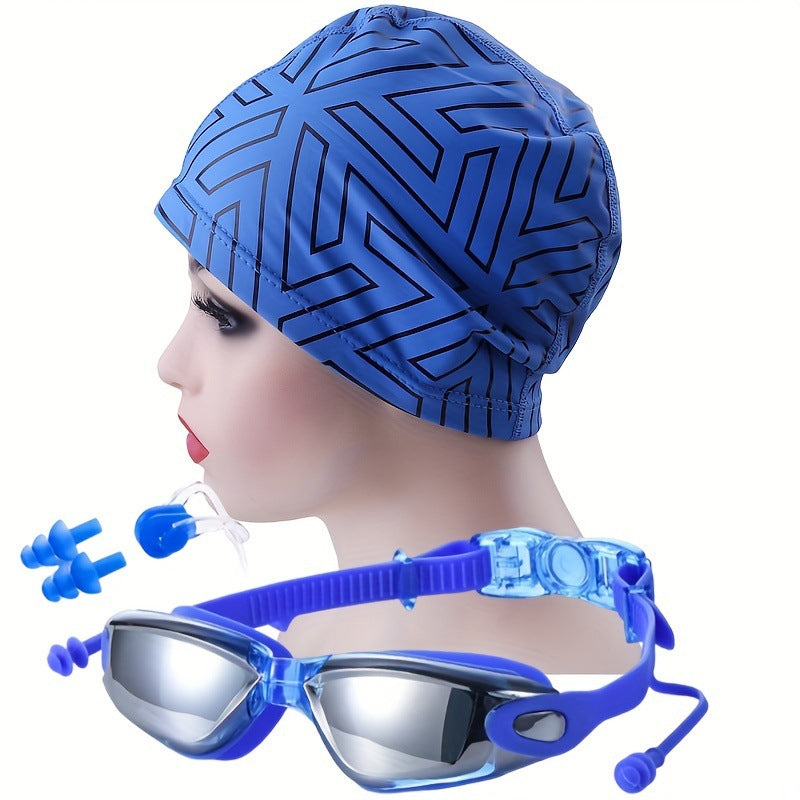Swimming Sports Set with Ergonomic Swimming Goggles and Stylish Swim Cap Bowlift