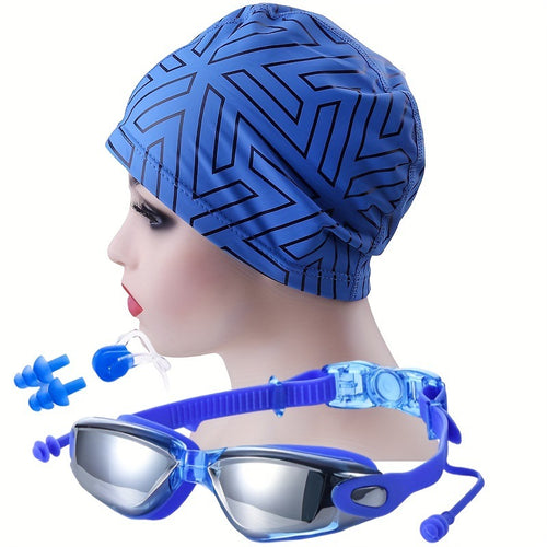 Swimming Sports Set with Ergonomic Swimming Goggles and Stylish Swim Cap Bowlift