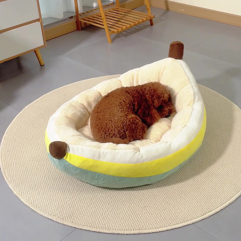 Banana-Shaped Plush Dog Bed