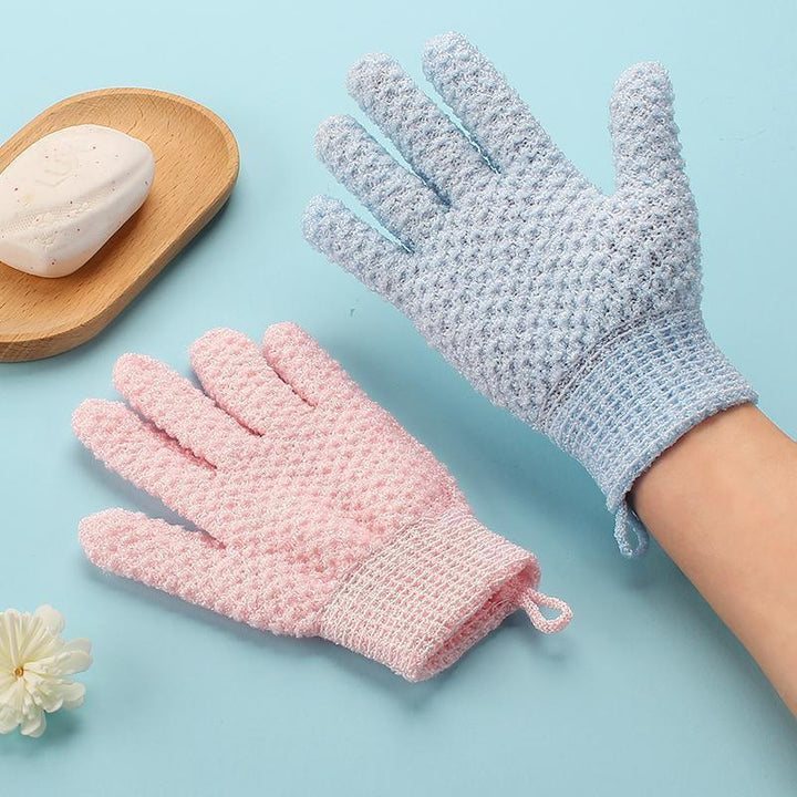 Exfoliating Shower Gloves with Soft Textured Scrub Fabric and Stretchy Elastic Cuff Bowlift