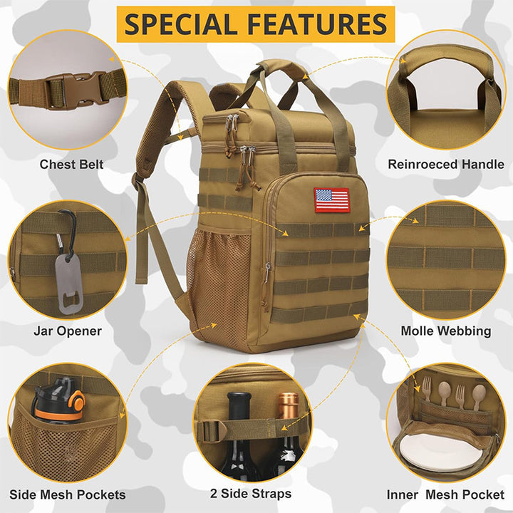Insulated cooler backpack with multiple compartments Bowlift