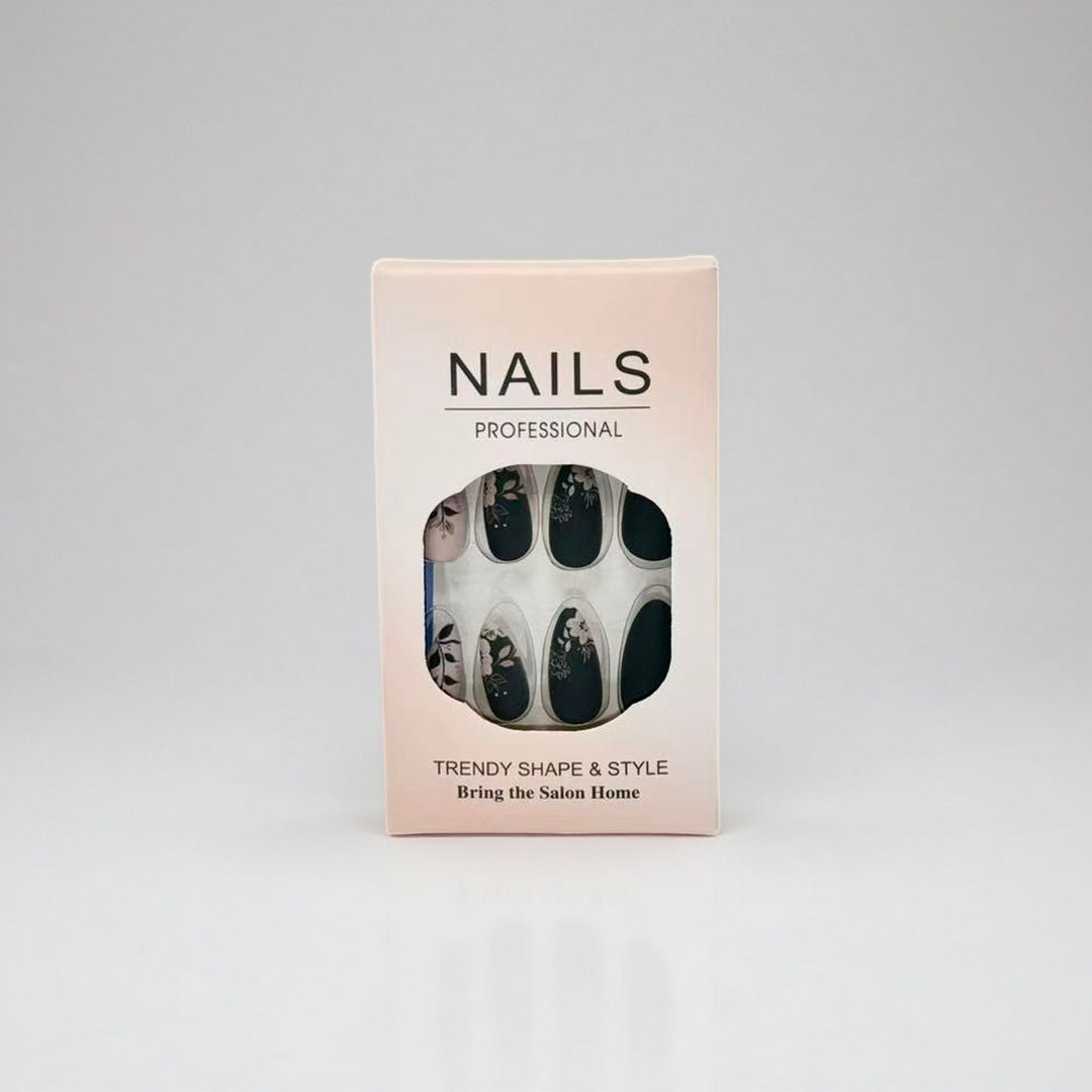 Professional Press-On Nail Set with Elegant Floral Design Bowlift