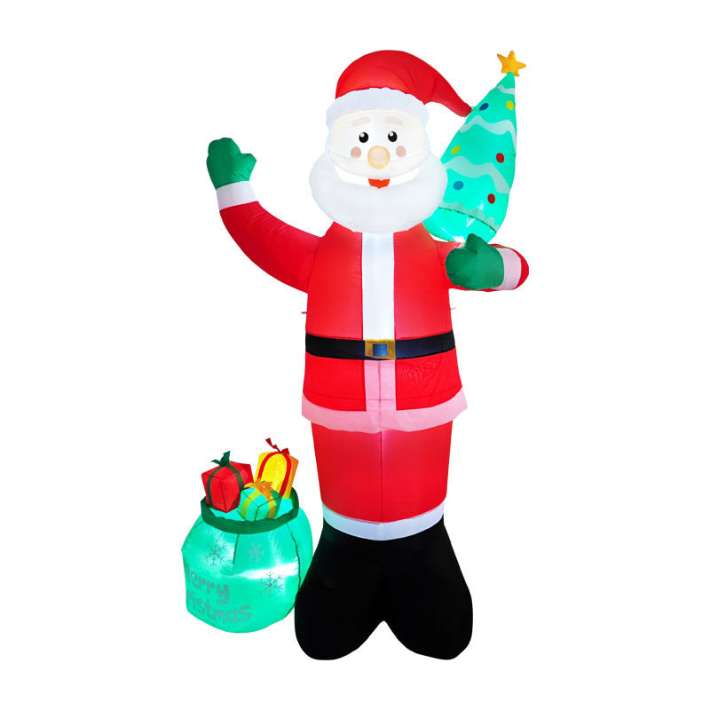 Inflatable Led Yard Santa Riding Polar Bear Outdoor Christmas Decoration With Internal Fan And Anchor Stakes
