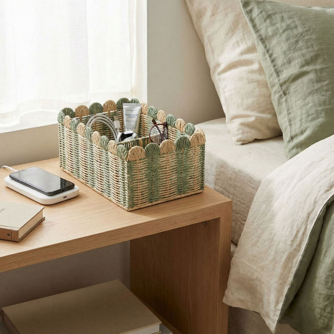 Decorative Woven Storage Basket with Scalloped Edges Bowlift