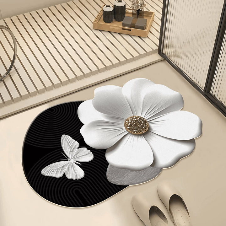 Artistic Floral Bath Mat Bowlift