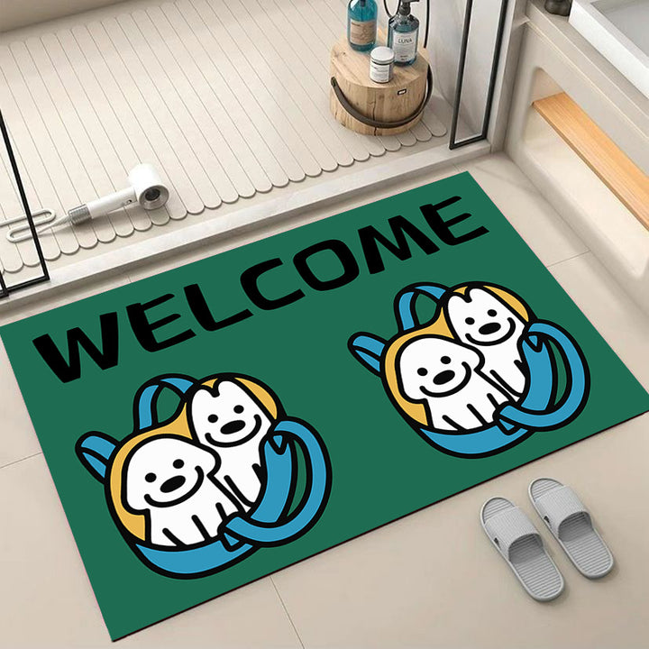 Cartoon Dog-Themed Welcome Mat Bowlift