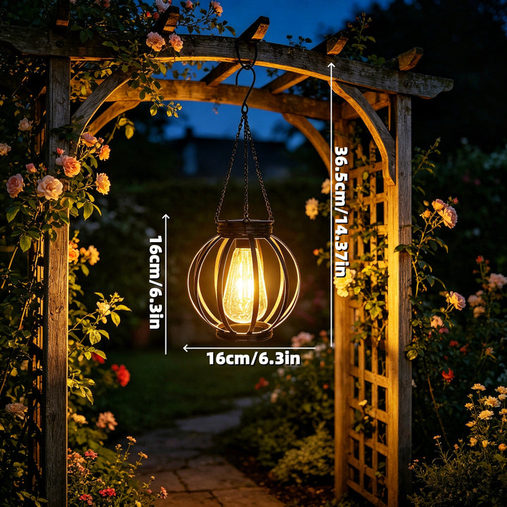Outdoor Hanging Metal Cage Pendant Lantern With Adjustable Chain And Vintage Filament LED Bowlift