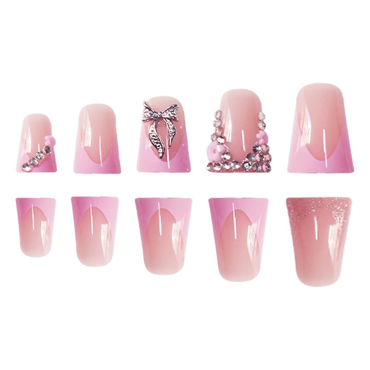 Floral Rhinestone Press-On Nail Enhancements Bowlift