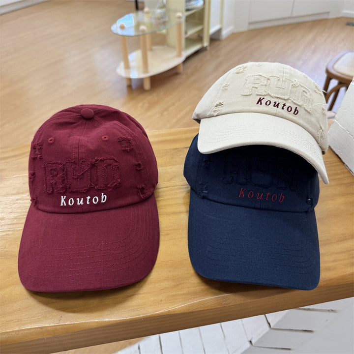 Men's Distressed Embroidered Baseball Cap Bowlift