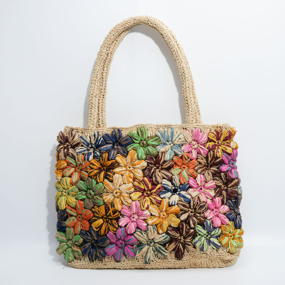 Handbag with Colorful Flower Applications Bowlift