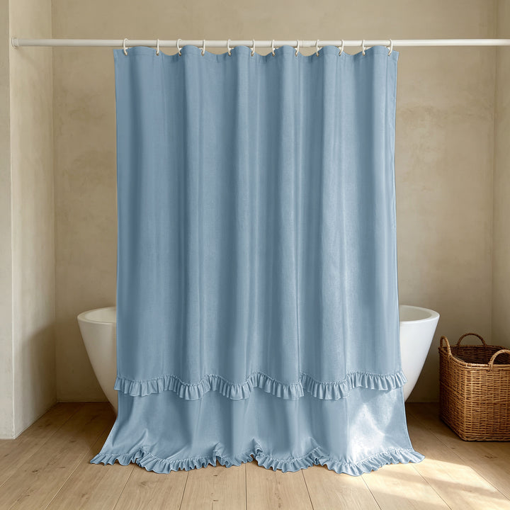 Elegant Ruffled Shower Curtain Bowlift