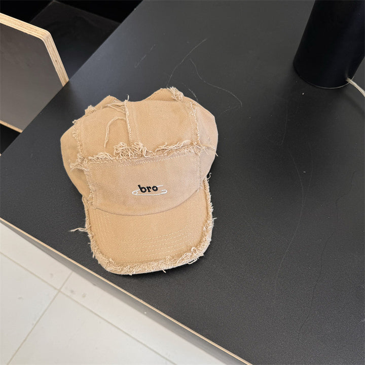 Men's Distressed Denim Snapback Cap Bowlift
