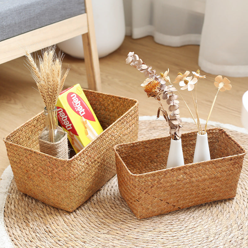 Rectangular Handwoven Storage Basket Bowlift