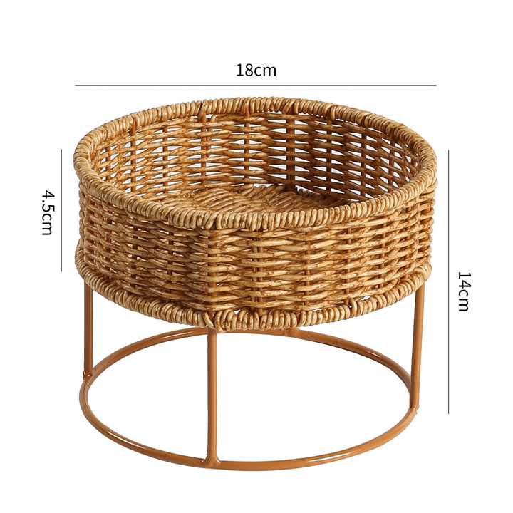 Round Woven Storage Tray with Metal Base Bowlift